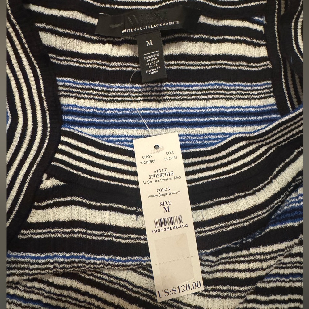 NWT WHBM Striped Halter Midi Dress - Picture 2 of 8